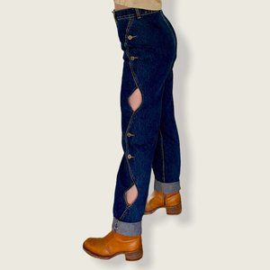 Vintage 80s Lawman High Rise Western Jeans with Side Cutouts, Snaps